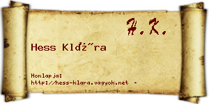 Hess Klára névjegykártya