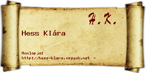 Hess Klára névjegykártya